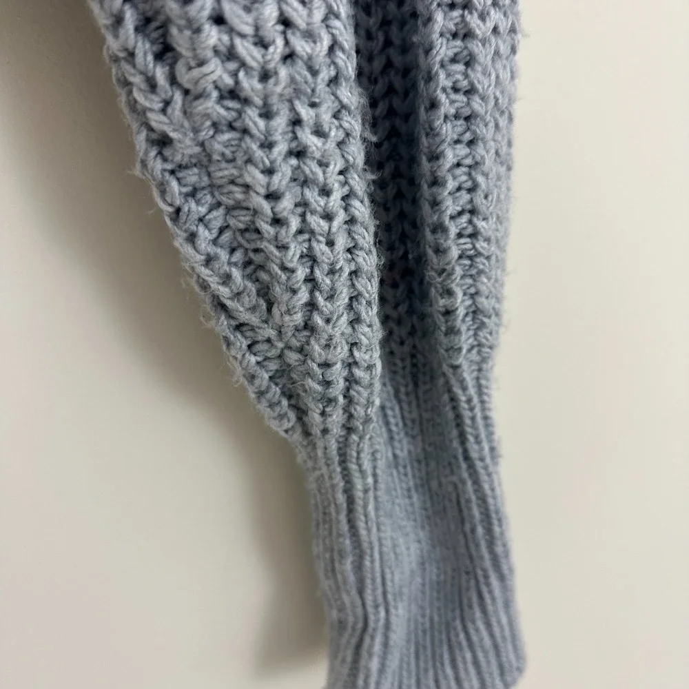 Urban Outfitters Slouchy Sweater Grey Chunky Knit Y2K Zip Cropped Womens L